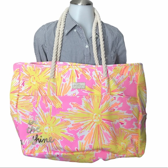 Lily Pulitzer Be The Sunshine Canvas Tote NEW - Picture 2 of 7